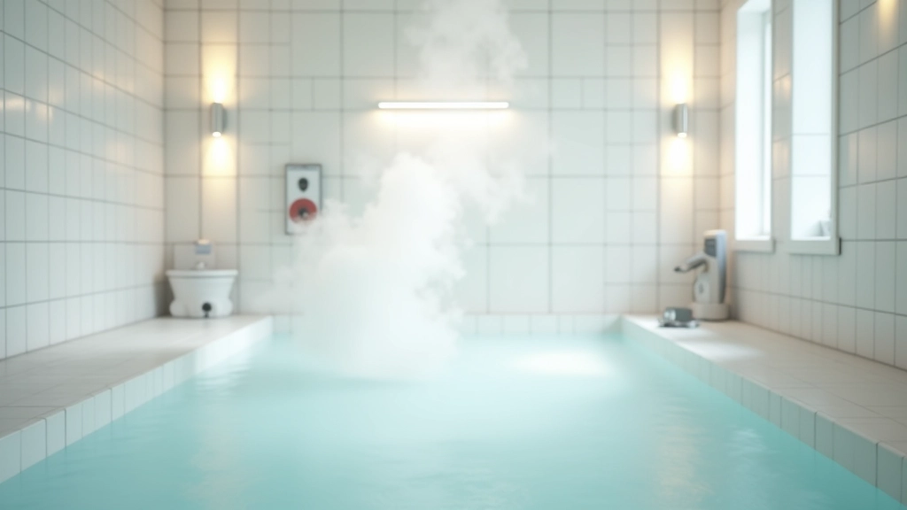 Modern sanatorium treatment room with thermal water bath and professional medical equipment setup